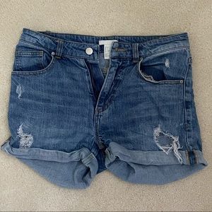 H&M Distressed Light Wash Jean Shorts